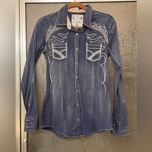 Ladies Roar Western Button Down Shirt